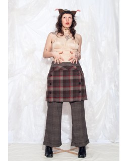 Plaid Kilt-Style Button...