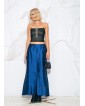 Cobalt Blue Satin Side Slit...